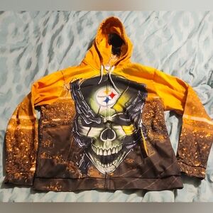 Pittsburgh Steelers Football‎ Skulls Sport Full Zip Hoodie Men's Size XL